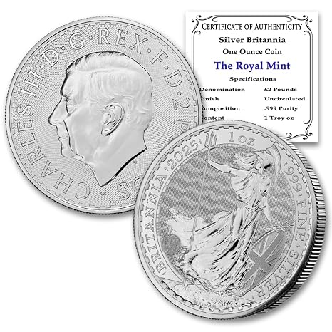 2025-1 oz British Silver Britannia 2 Seller BU | Brilliant Uncirculated with Certificates of Authenticity