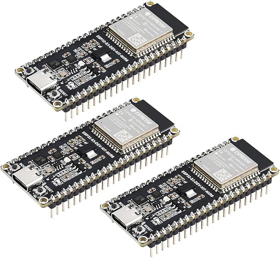 Waveshare 3PCS ESP32-S3 Microcontroller 2.4GHz Wi-Fi Development Board Onboard ESP32-S3-WROOM-1-N8R8 Module Dual Core Processor Supports ESP-IDF MicroPython with Pre-Soldered Header Version