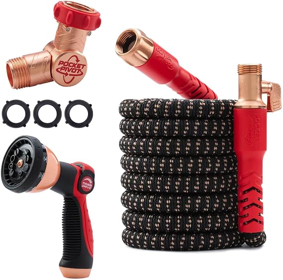 Pocket Hose 50 FT Copper Head Expandable Garden Hose, As Seen on TV