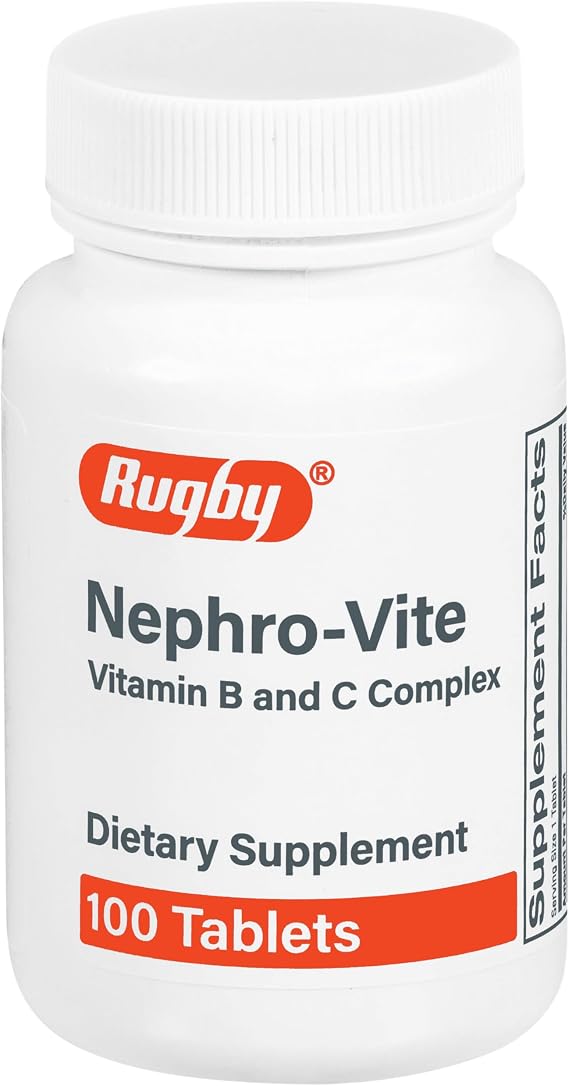Rugby Nephro-Vite Vitamin B and C Complex Tablets, 100 Count (1-Pack)