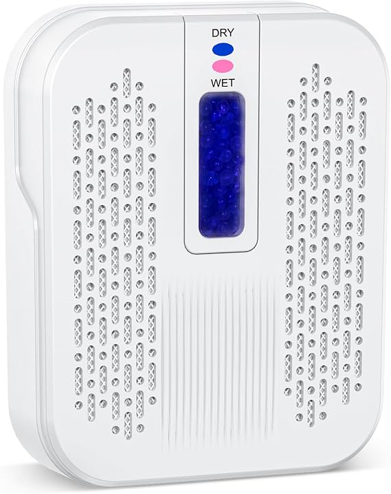 Rechargeable Small Dehumidifier for Bathroom, Detachable Hanging Dehumidifier for Bedroom, Gun Safe, Closet, Portable Moisture Absorbers with Dual-Sided Suction, Visual Color Indicator Window