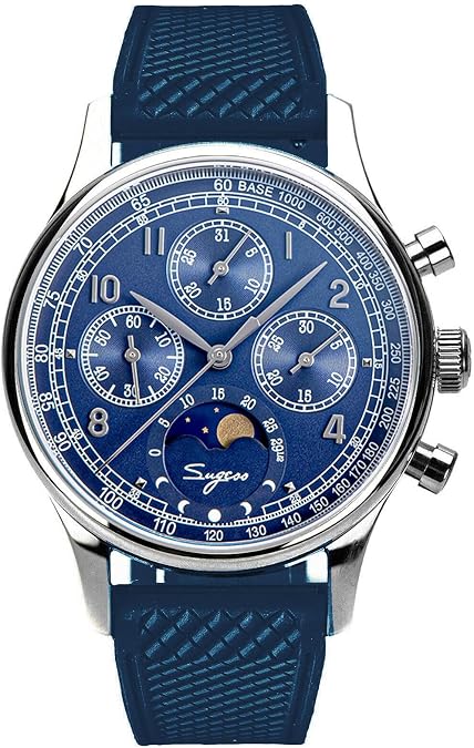 Sugess MoonPhase Master Gold Swan Neck 40mm S389-2.03.FE ST1908 Mechanical Chronograph Mens Wrist Watch Seagull 1963