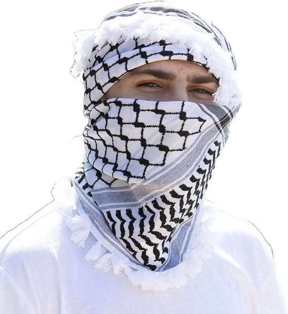 Arab Keffiyeh Shemagh Original Palestine Scarf Kufiya Arafat Cotton Hatta Scarf Bandanas Iraq Desert Scarf - 100% Cotton Keffiyeh Scarf Wrap for Men And Women White