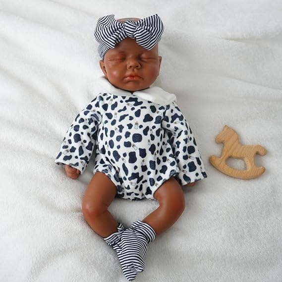 Boy 30 cm Full Silicone Baby Doll Realistic Baby Doll Reborn Newborn Non-Vinyl Sleeping Position with Gift Box