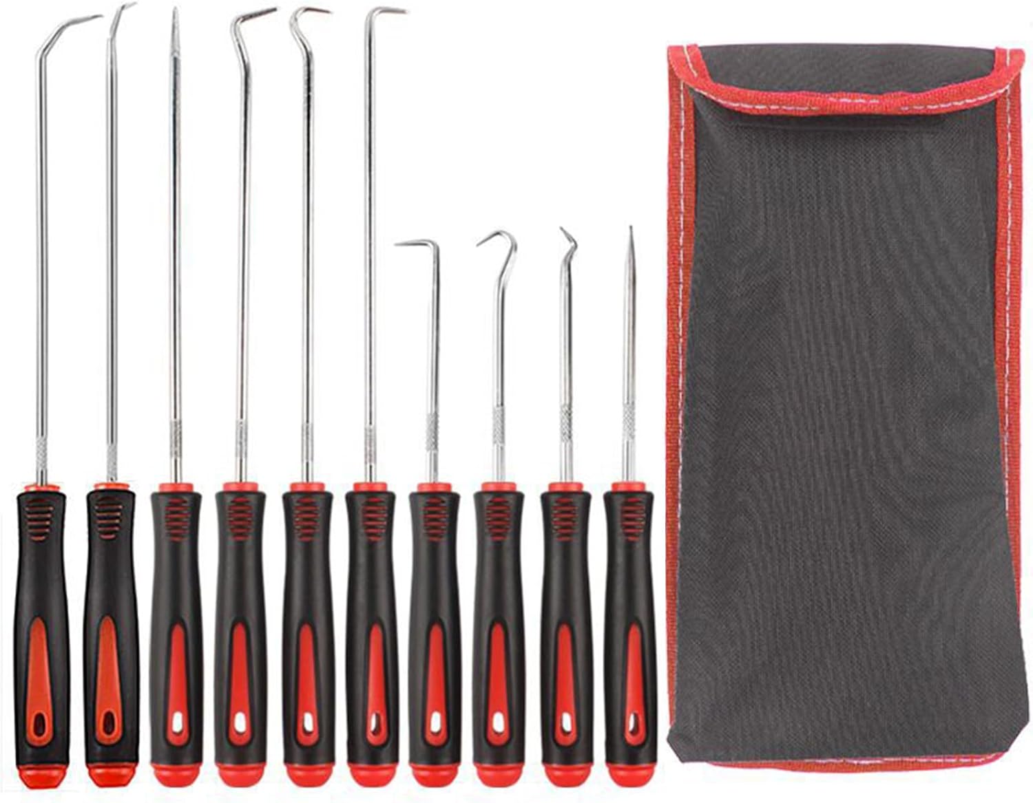 Hook and Pick Set for Automotive, 10 Pcs Lock Picking Tool Set Oil Seal Precision Puller with Long Handle for Auto O-Ring, Seal and Gasket Removal