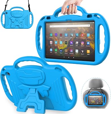 AVAWO Kids Case for Fire HD 10 & Fire HD 10 Plus Latest Model Tablet 13th11th Generation 20232021 Release, with Shoulder Strap, Lightweight Shockproof Handle, Blue