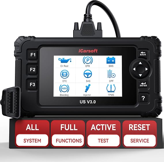 iCarsoft US V3.0 Bi-Directional Scan Tool for Chrysler/Dodge/Jeep/Ford/G.M/Holden, Full System OBD2 Scanner, 39 Resets,Active Test,CAN-FD Supported, Lifetime Free Update