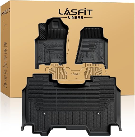 LASFIT Floor Mats for RAM 1500 Crew Cab 2025-2026 Bucket Seats | Fit Without Rear Under-Seat Storage, Not Fit Quad Cab/Bench Seats/ With Storage, All Weather TPE Custom Fit Car Liners, Black