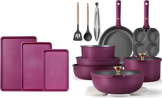CAROTE 19pcs Pots and Pans Set and 3pcs Baking Pan Set, Nonstick Cookware Set, Bakeware Set