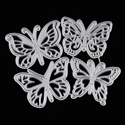 4 Pcs Metal Cutting Dies Stencils, KISSBUTY Criss-Cross Metal Butterfly Scrapbooking Dies Cuts Handmade Stencils Template Embossing for Card Scrapbooking Craft Paper Decor Butterfly