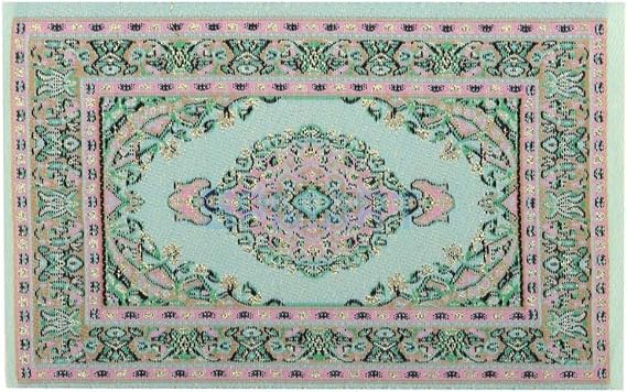 1/12 Dollhouse Miniature Turkey Carpet Rug Doll House Floor Furniture, Decorations, Dollhouse Furniture, Dollhouse Accessories (Green)