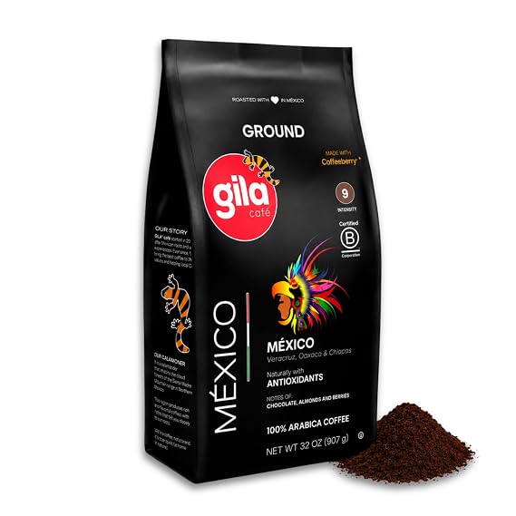gila cafe Ground Coffee, Mexican Arabica Medium Roast, Chocolate Notes, 2lb