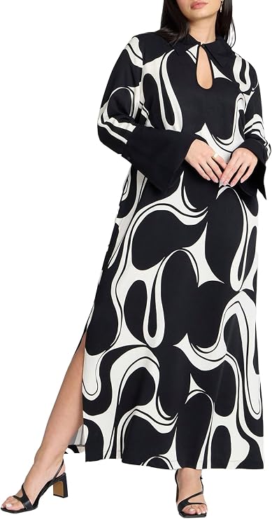 ELOQUII Printed Collared Maxi Dress