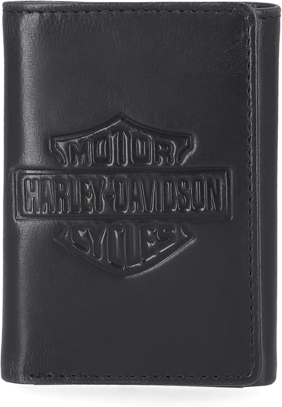 Harley-Davidson Men's Genuine Leather Rfid Blocking Trifold Wallet