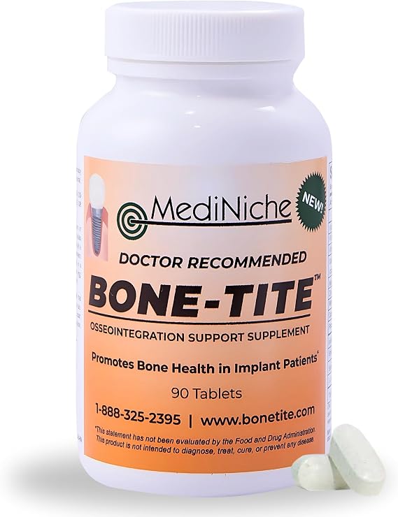 Bone-Tite Osseointegration Support Supplement I Key Vitamins, Minerals, and Nutrients to Promote Dental Implant Support | 90 Tablets | Pack of 1