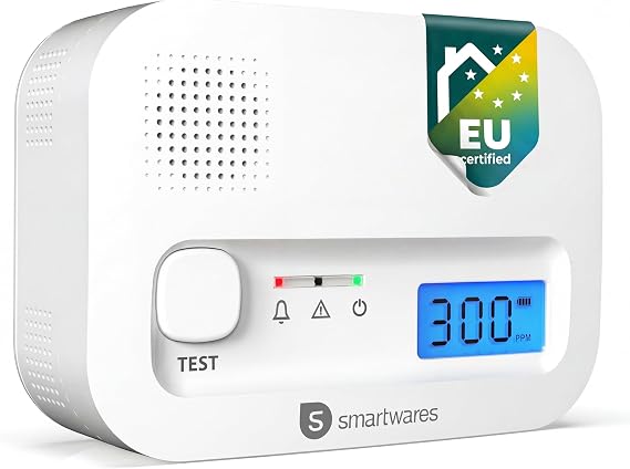 Smartwares Carbon Monoxide Detector - 10 Year Sensor - Digital Screen - Display and Test Button - FGA-13041