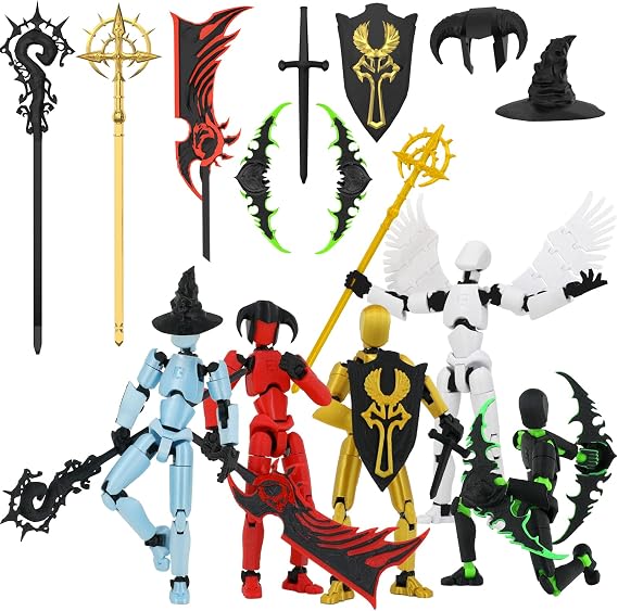 Titan 13 Action Figure Assembly Completed, 5-PACK 3D Printed T Dummy 13 | T Dummy Lucky 13 Action Figure Articulated, Gift for boys Desktop Decorations,muneco de accion (Multicolored)