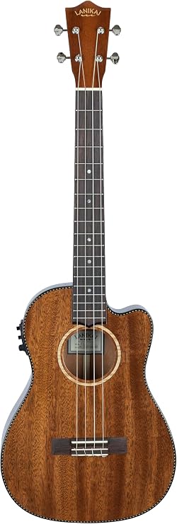 Lanikai All Solid Mahogany Baritone A/E Ukulele with Foam Case (MAS-CEB)