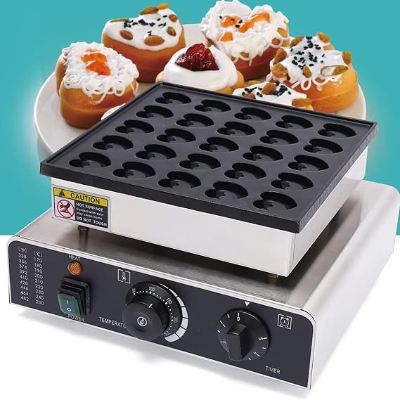 Mini Heart Waffle Maker Donut Maker, Mini Waffle Baking Machine Non-Stick Waffle Iron Machine DIY for Various Sweets