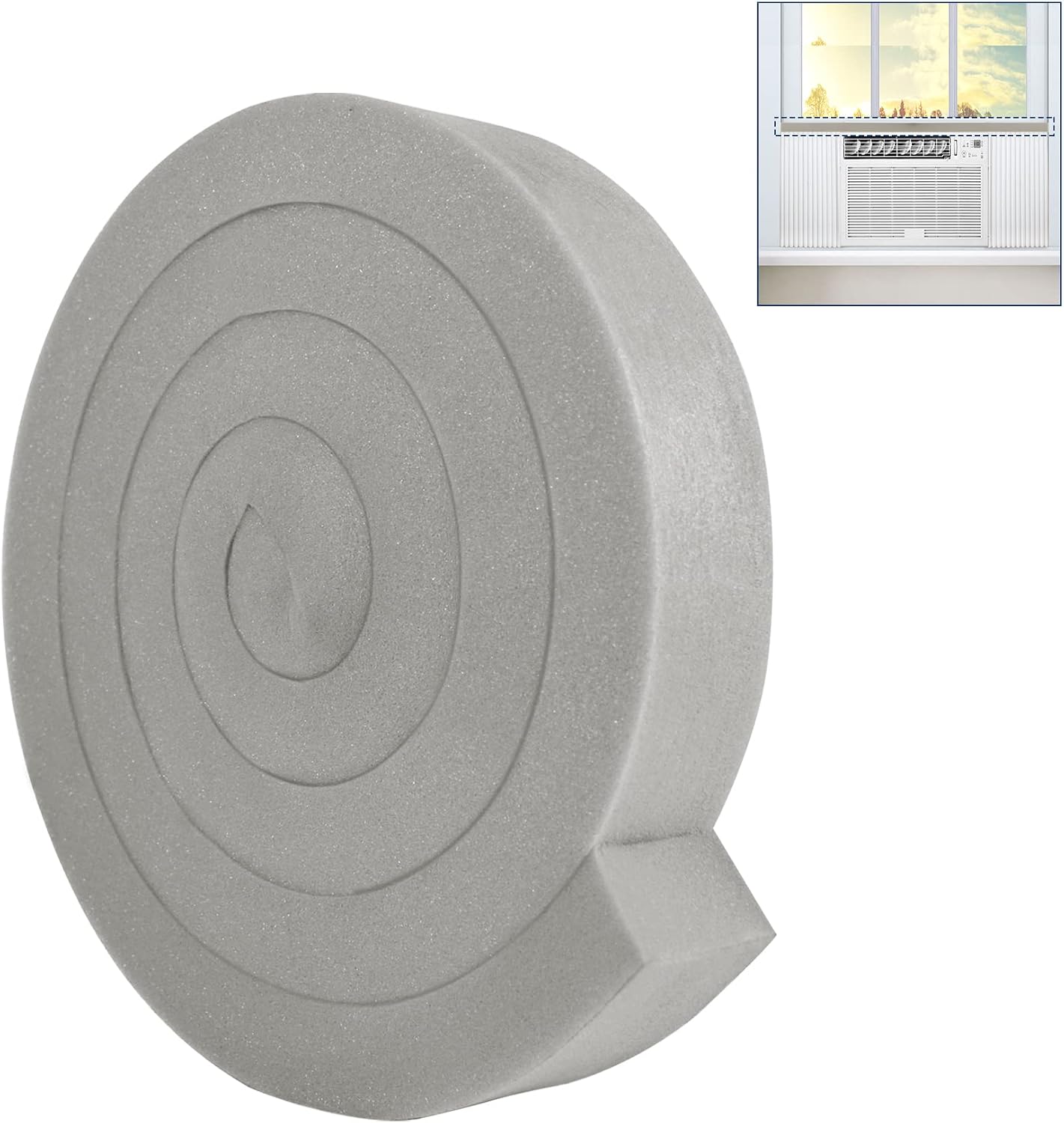 Window Air Conditioner Foam Seal Strip, 2 Inch Wide x 1 Inch Thick High Resilience AC Foam Insulating Tape, Non-Adhesive Multipurpose Weather Stripping, 6.5 Ft x 1 Roll