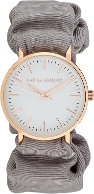 Laura Ashley Womens 35mm Soft Pattern Fabric Elastic Scrunchy Band Watch - 3 Colors Available - Womens 35mm Link Watch - Japanese Quartz Movement LA2066 Grey