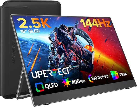 UPERFECT Portable Gaming Monitor 144Hz 2.5K, 16 0.1ms 100% DCI-P3 QLED