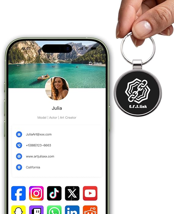 Metal NFC Keychain - Digital Business Card - Compatible with iOS & Android