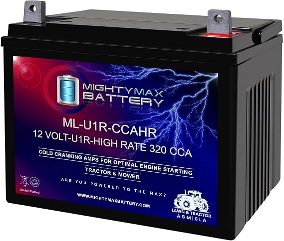 Mighty Max Battery ML-U1R-CCAHR 12V 320CCA Replacement Battery Compatible with Husqvarna YTH2242 Garden U1R Lawn Mower