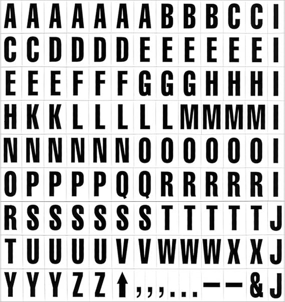Magnetic Board Characters, 3/4 High Black-on-White Letters, 120/set