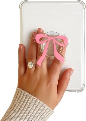Pink Bow Kindle Grip, Cute Accessories for Kindle,Phone Grip,Collapsible Stand Holder for Phone eReaders, Book Lover Gifts
