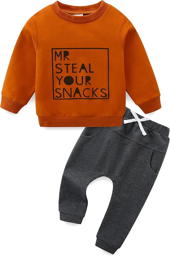 Toddler Boy Clothes Cute Fall Letter Print Sweatsuit for Baby Boys Outfits