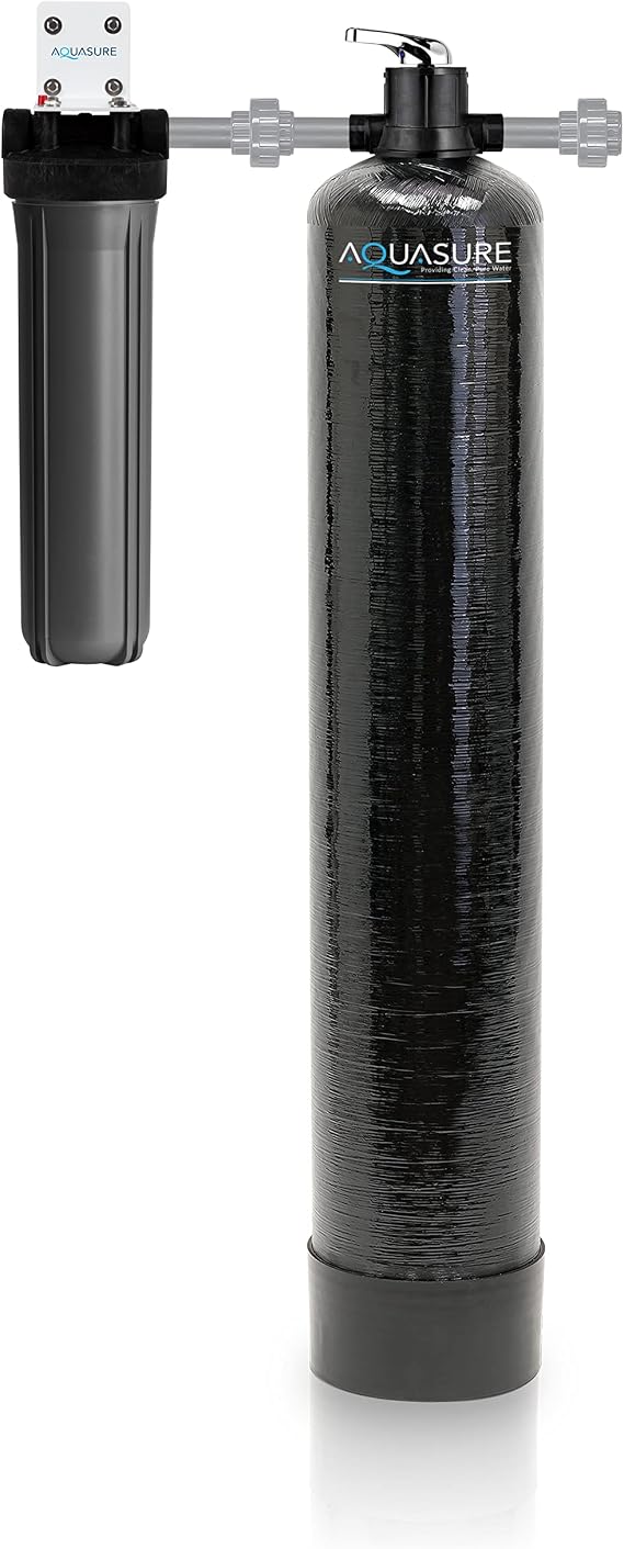Aquasure Fortitude Pro Series High Performance Whole House 1.5 CF KDF/GAC Mix Media Water Treatment System with 20" Pleated Sediment Water Filter