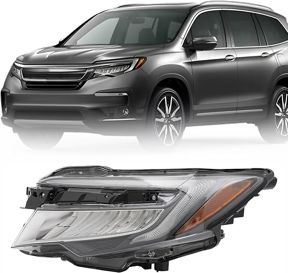 For 2019 2020 2021 2022 Honda Passport Pilot LED Headlight Assembly, w/LED DRL, Replacement Left Driver Side Headlamp Black Housing Clear Lens OEM 33150TG7A32