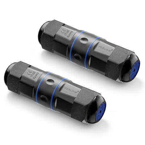 VCELINK CAT6 Waterproof RJ45 Coupler IP68 3.64" PoE Support, Blue, 2-Pack