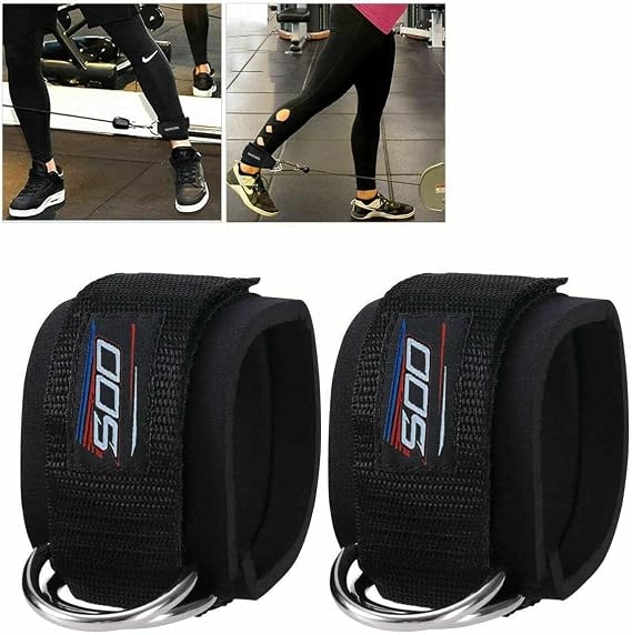Ankle Straps for Cable Machines Attachment – Neoprene Padded Gym Wrist Cuff Legs Extensions Curls, Kickbacks, Weightlifting Hip Abductor, Abs, Glute Workout, Double D-Ring Cable Strap for Men Women