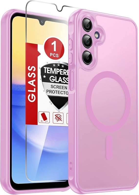 LeYi for Galaxy A15-5G Phone Case with Tempered Glass Screen Protector