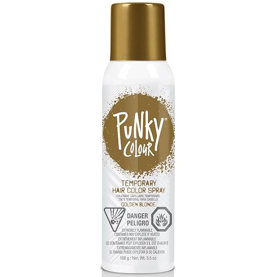 Punky Golden Blonde Temporary Hair Color Spray Instant Vibrant Blonde, Washable & Non-Damaging Hair Spray for Party & Cosplay, 3.5 oz