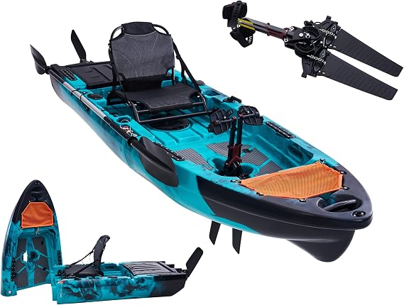 Albott Modular Fishing Kayak with Fin Drive System & Durable HDPE, Customizable 9.4ft Lightweight Sit-on-Top Kayak for Adults, Ideal for Leisure & Commercial Use, Spare Fins Included, 420lbs Capacity