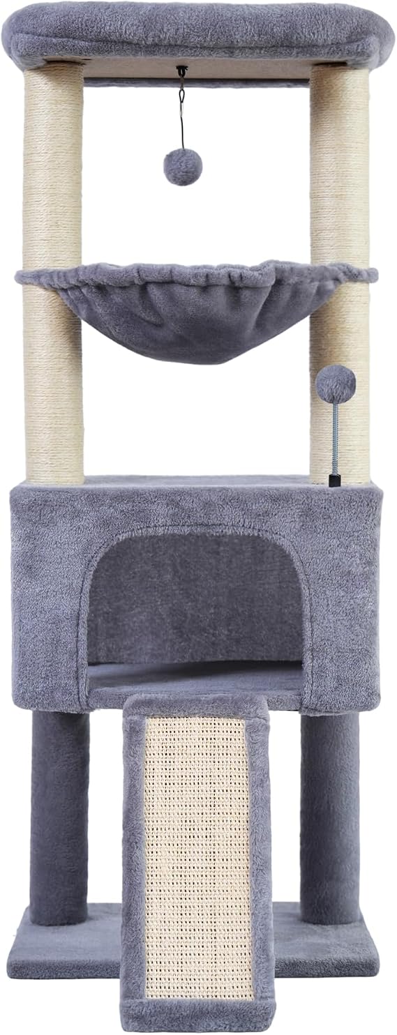 ROYPET Fashion Design 43.3" Cat Trees with Cat Houses,Grey