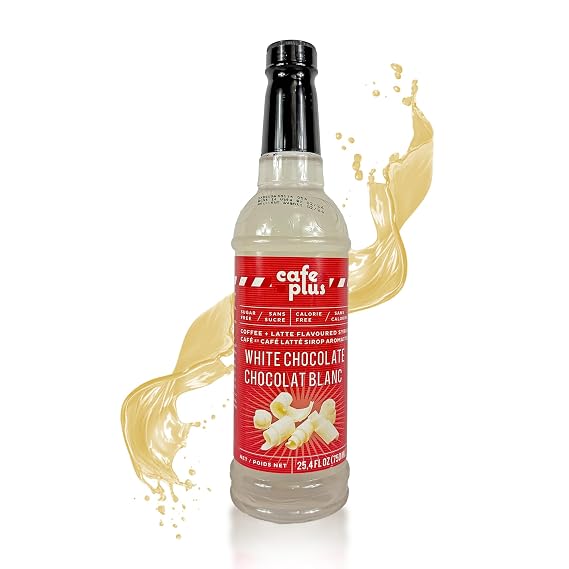 CafePlus Coffee Syrup White Chocolate Zero Calorie White Chocolate Syrup for Coffee, Rich Flavor for Lattes, Desserts & More