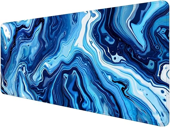 Mouse Pad Large 1200x600x3mm Gaming Mouse Pad Blue Mouse Pad Extra Large Gaming Mouse Pad Thick Non-Slip Mouse Pad Marble Oversized Keyboard Pad Rubber Bottom Desktop Protector for Office Home T-3
