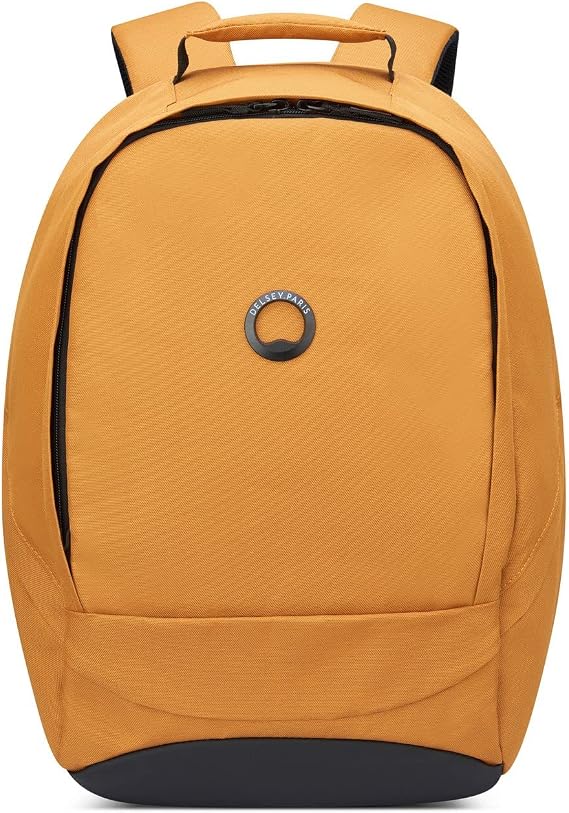 Delsey Paris Security Van Backpack 13.3" Backpack, Rucksack, Compatible with 13.3" PC, Commuting to Work, Short Term Business Trips, Carry-On Function, Ultra Lightweight, International , RFID Skimming Protection, Recycled Material, yellow