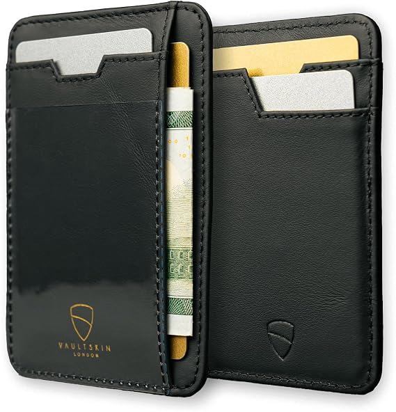 Vaultskin BRIXTON Slim RFID Wallet for Men - Leather Front Pocket Minimalist Card Holder Wallet with ID Window & Gift Box | Slim