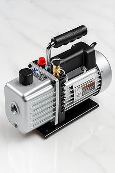Two-Stage Vacuum Pump 3 CFM (Model 61176), 22.5 Micron Deep Vacuum Performance, Dual R134A/R12/R22 Ports, 120V AC, Die-Cast Aluminum Housing Compatible with Pittsburgh Automotive Vacuum Systems