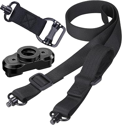 Two Point and Traditional Sling 2 Point Sling Quick Adjust with QD Sling Swivel for Hunting Black