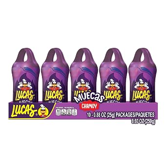 Lucas Muecas Lollipop Chamoy Flavor Candy, 0.96oz - 10 Pieces Pack for Treats, Snack, Parties, Pinatas Chamoy Lollipop great for Easter Baskets