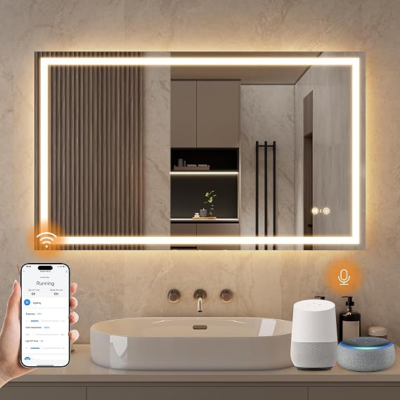 ENZE Smart LED Bathroom Mirror with Lights, 24 x 40 in, Wall-Mounted