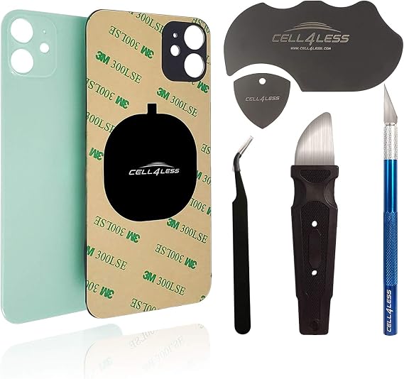 Back Glass Compatible with The iPhone 11 Back Glass Replacement W/Full Body Adhesive, Removal Tool, and Wide Camera Hole for Quicker Installation NO Logo (Green w/Toolkit)