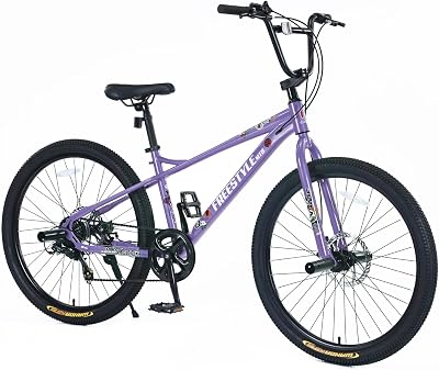 YHUBHSIS 26 Inch Freestyle Mountain Bike for Kids Ages 12 Years Old,High-Steel Frame MTB 7 Speeds Bicycle,Dual Disc Brake Kids Bicycles for Boys Girls,Multiple Colors