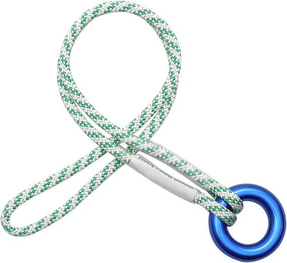 1/4" Pre-Sewn Prusik Loop Cord with Metal Rings for Tree Climbing